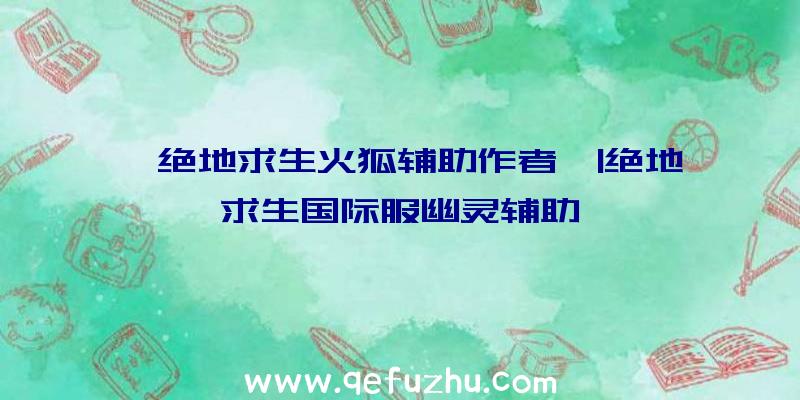 「绝地求生火狐辅助作者」|绝地求生国际服幽灵辅助